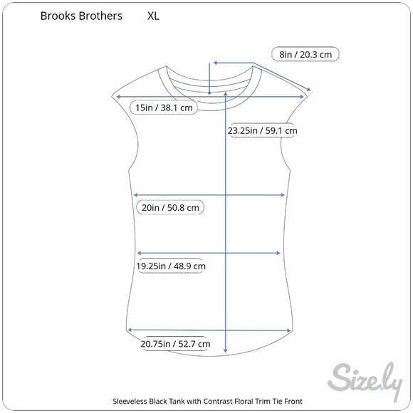 Brooks Brothers Sleeveless Black Tank with Floral Contrast Trim Tie Front XL - Picture 7 of 7